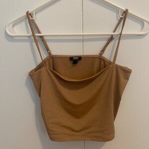 Express Tan Cropped Square Neck Cami